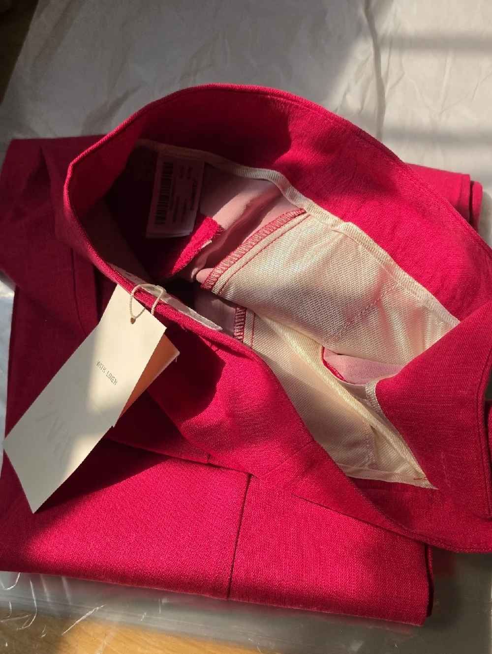 Zara Linen Blend Pants Pink XS